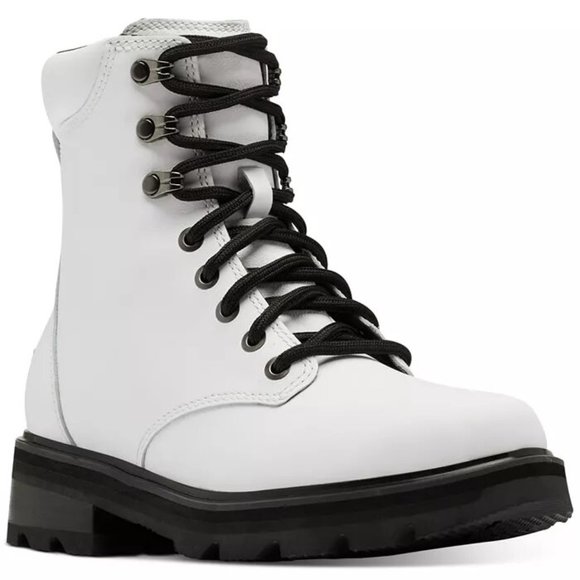 Sorel Lennox White Lace Leather Waterproof Ankle Short Boots Bootie Shoes NEW